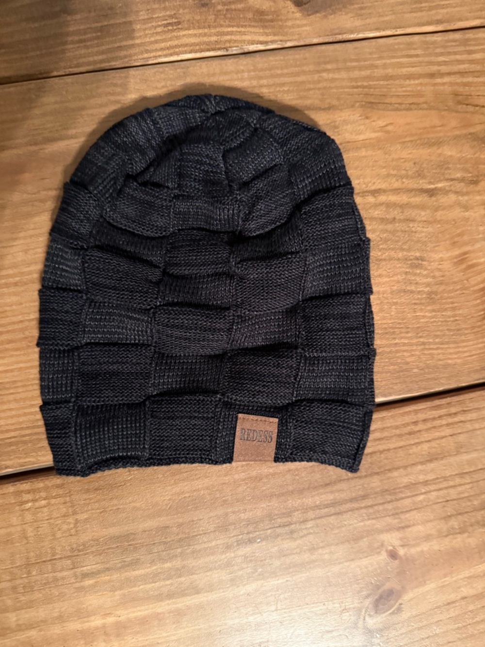 Black Woven Knit Beanie